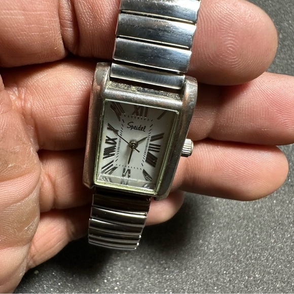 Speidel Express Ladies Quartz Tank Watch Silver Tone Roman Numeral Dial Working - Picture 3 of 9